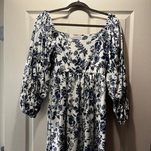 Smith and Quinn Long Sleeve Mini Dress in Blue and White